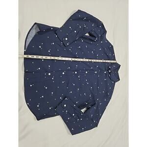 J Crew Button Down Shirt Mens Large Blue Classic Flex Washed Martini Olives